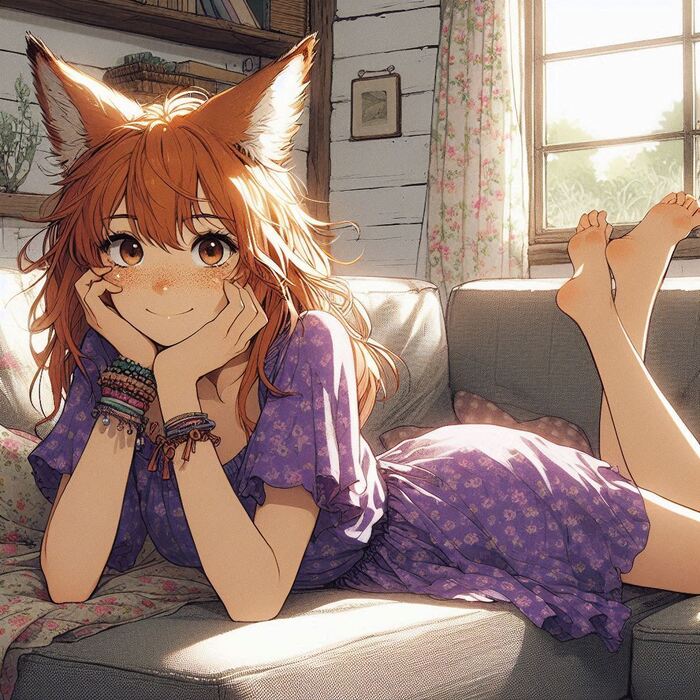   , ,  , , , Anime Art, Original Character, , Animal Ears, , , , , Ginger & White, 