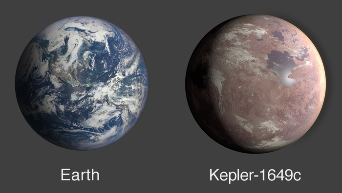 Землеподобная экзопланета Kepler-1649 с в сравнении с Землей (Источник изображения: <!--noindex--><a href="https://pikabu.ru/story/yekzoplanetyi_kakie_tipyi_planet_sushchestvuyut_za_predelami_solnechnoy_sistemyi_12477767?u=https%3A%2F%2Fimages.nasa.gov%2Fdetails-ACD20-0044-003_1&t=https%3A%2F%2Fimages.nasa.gov%2Fdetails-ACD20-0044-003_1&h=e67883b7e4a8bfb99af686fa64243656869089c2" title="https://images.nasa.gov/details-ACD20-0044-003_1" target="_blank" rel="nofollow noopener">https://images.nasa.gov/details-ACD20-0044-003_1</a><!--/noindex-->)
