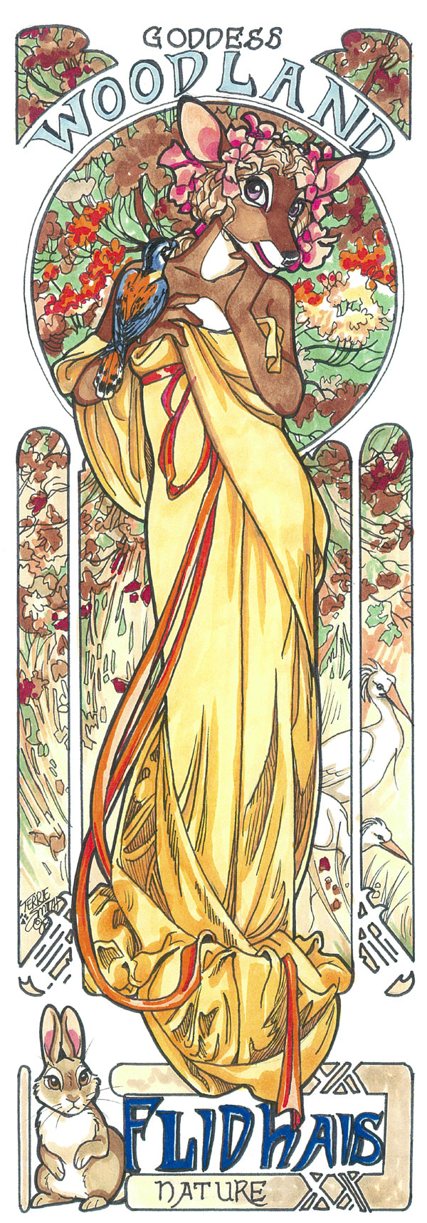 Deer Nouveau , , Furry deer, Art Nouveau, 