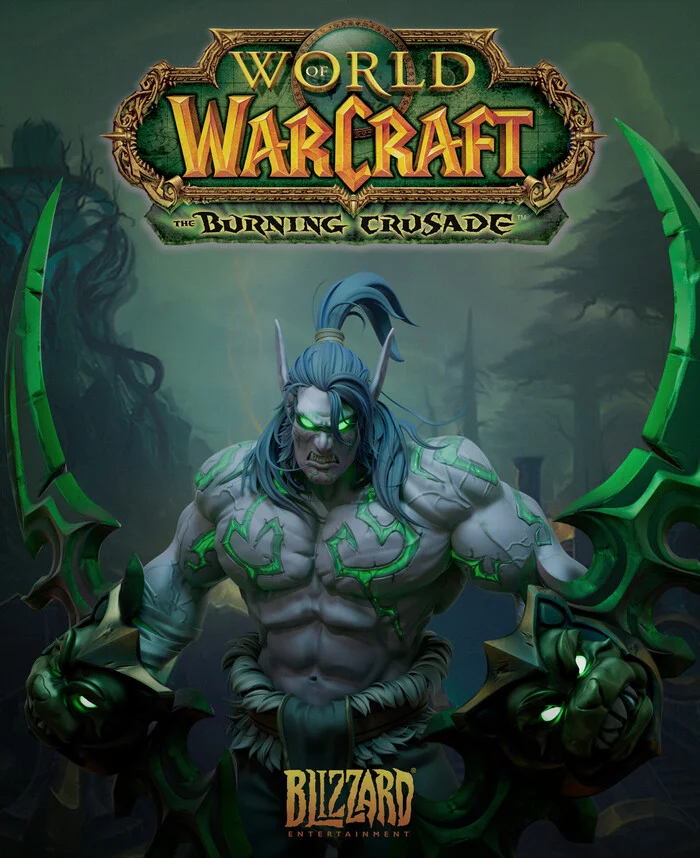 Illidan | My work, in which I consolidated my skills in sculpting and hair - My, Illidan, 3D modeling, Blender, Computer graphics, Digital, World of warcraft, Warcraft, 3D, 3D graphics, Art, Longpost