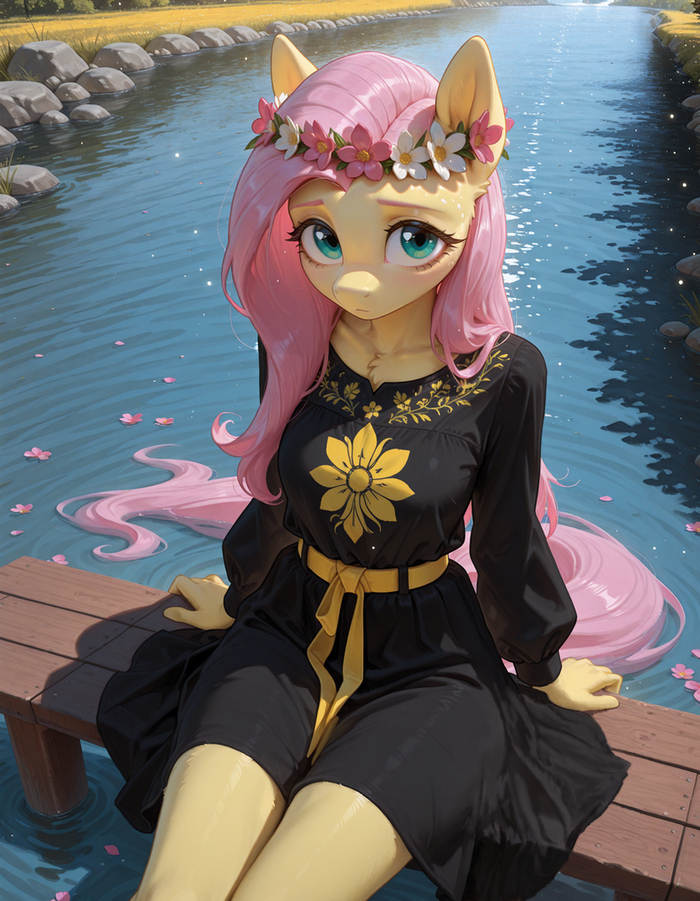 Ловись рыбка большая и малая... My Little Pony, Антро, Fluttershy, Арты нейросетей