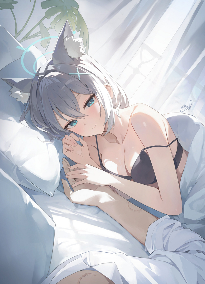   ! Blue Archive, Sunaookami Shiroko, , , , , Anime Art, Animal Ears,   
