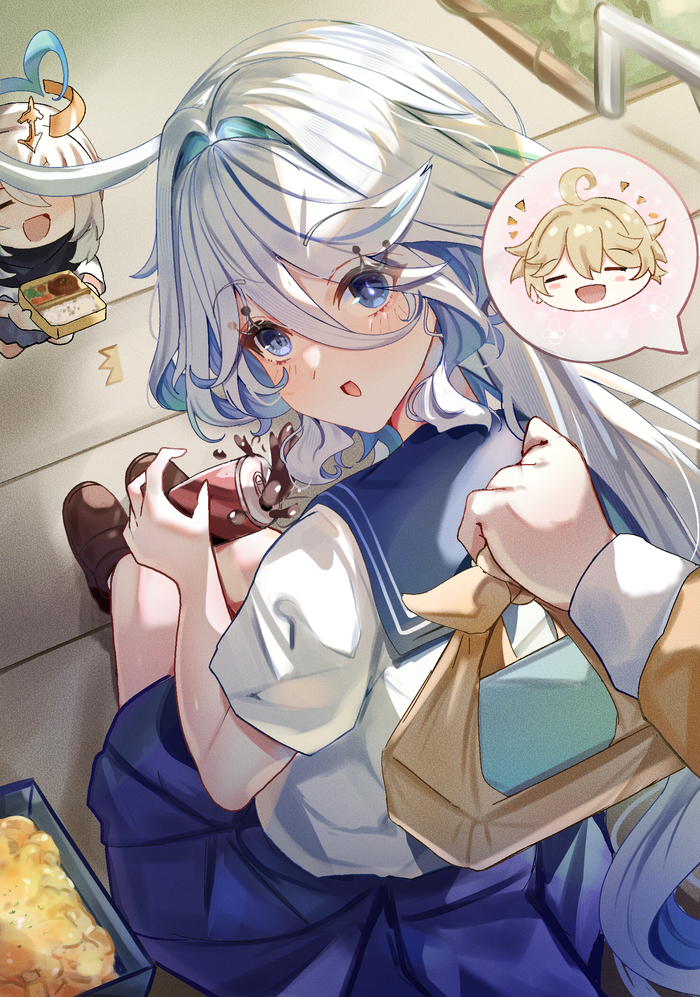     Pixiv, Anime Art, , Aether (Genshin Impact), Furina (Genshin Impact), Paimon (Genshin Impact), Clorinde (Genshin Impact), Genshin Impact,   