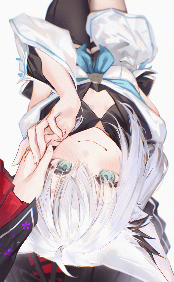 ?.. Anime Art, , Virtual YouTuber, Hololive, Shirakami Fubuki, Kurokami Fubuki, Animal Ears, ,   