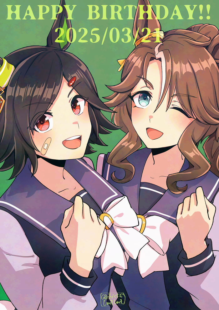 Winning Ticket & Mejiro Palmer    21.03 , Anime Art, Uma Musume Pretty Derby, Winning Ticket (umamusume), Mejiro Palmer, Animal Ears,  