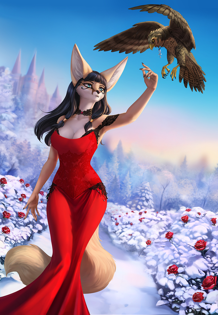 Winter rose , , , Furry wolf, Furry fennec, Furry Fox, Elvofirida, 