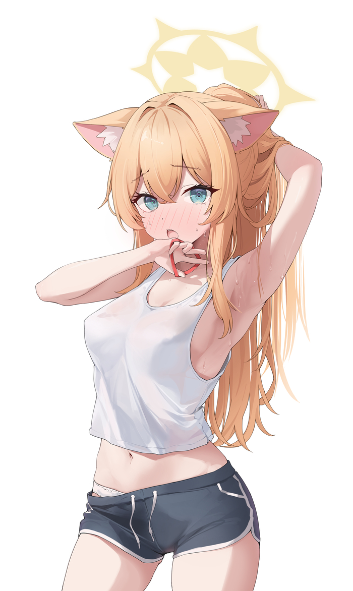 Iochi Mari #018 , Anime Art, Blue Archive, Iochi Mari, , Animal Ears,  , , ,  , , , 