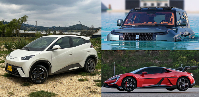 Самый народный электрокар BYD Seagull (слева) продаётся в Китае примерно за $10 тыс. А вот за “плавающий внедорожник” или “прыгающий спорткар” YangWang (это премиальный суббренд BYD) попросят от $150 тыс. и $230 тыс. долларов соответственно.