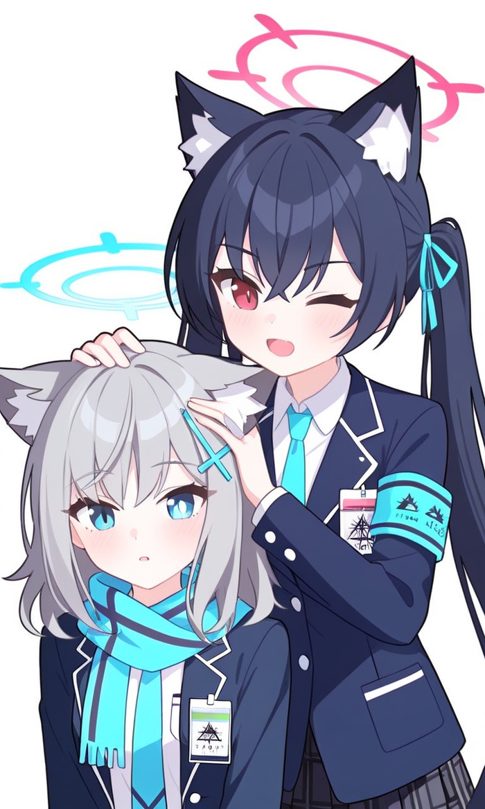     , Anime Art,  , Blue Archive, Sunaookami Shiroko, Kuromi Serika,   