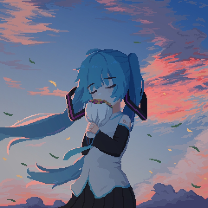 Pixel Miku Hatsune Miku, Vocaloid, Anime Art, Vocaloid Art, Pixel Art