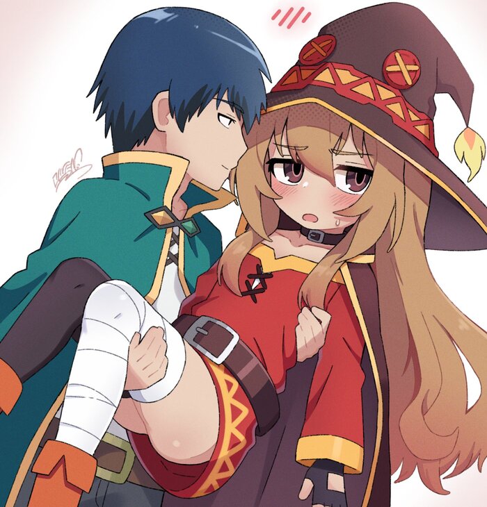    , Anime Art, Takasu Ryuuji, Aisaka Taiga, Megumin, Satou Kazuma, Toradora, Konosuba, 