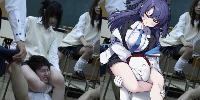      ! ,  , Blue Archive, 2D vs 3D, Hayase Yuuka, Sensei (Blue Archive), 