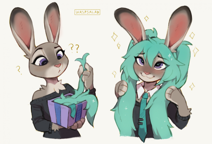 Judy with the hair , , , Furry rabbit, Waspsalad, Judy Hopps, , , Hatsune Miku