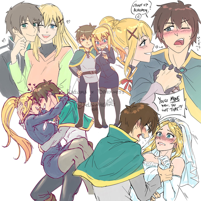  . ,    , Anime Art, Konosuba, Satou Kazuma, Darkness, Reddit ()