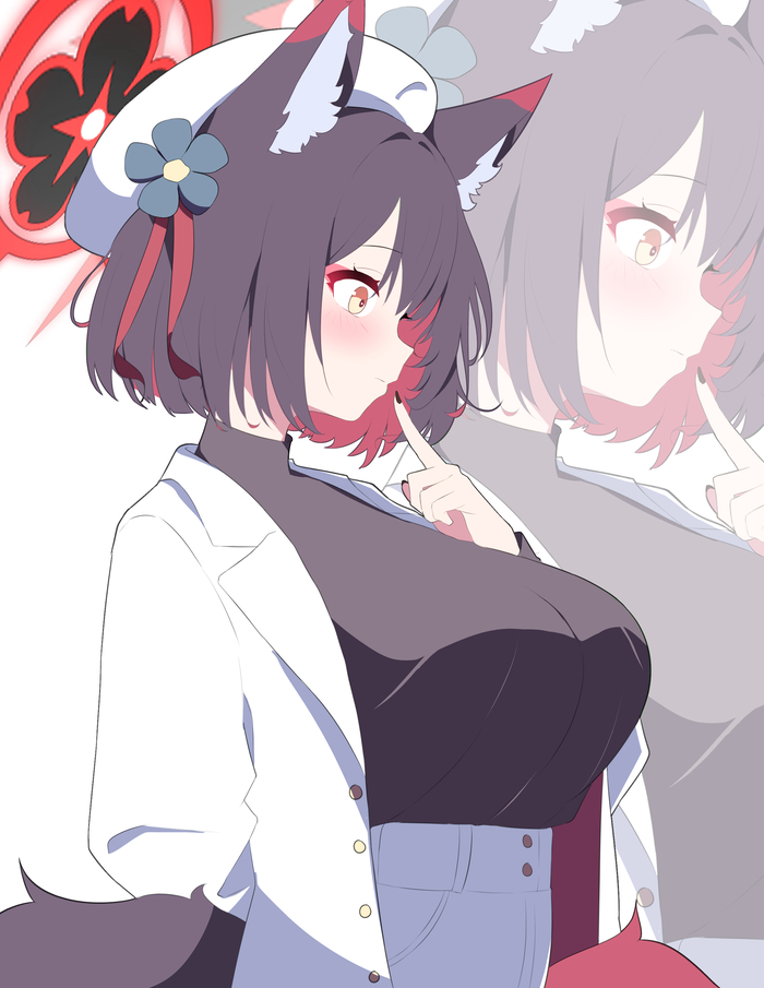 Wakamo Anime Art, , Blue Archive, Kosaka Wakamo, Animal Ears, , Austsue, 