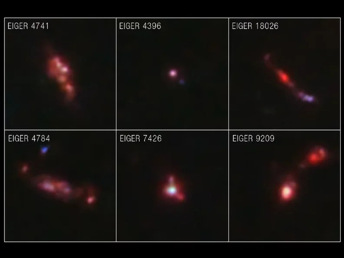 Примеры галактик, существовавших в первые сотни миллионов лет после Большого взрываИсточник: NASA, ESA, CSA