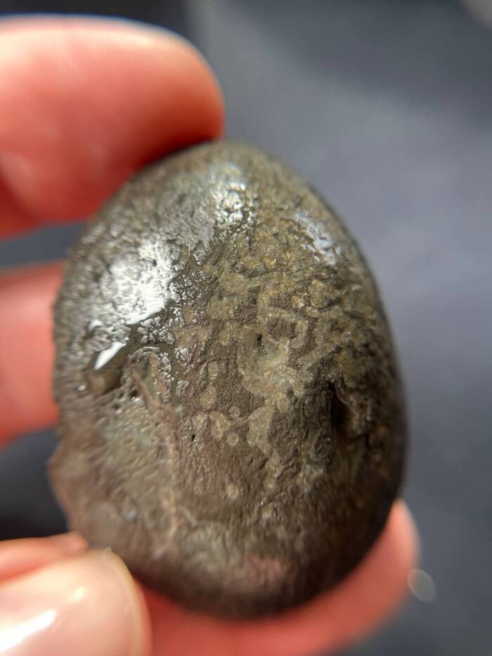 Посмотрите, какие интересные пятна на корочке этого агата. Есть идеи, что там внутри? однозначно, что-то очень красивое. Смотрите сами.