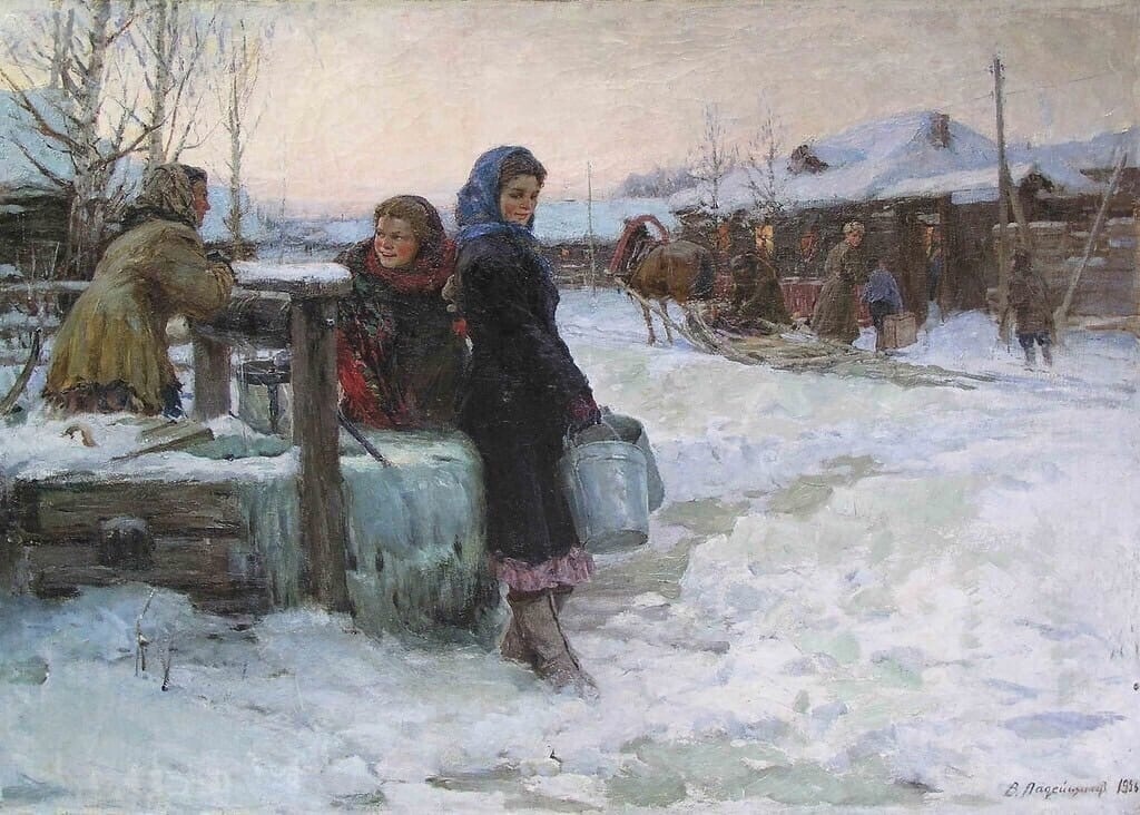 Ladeyshchikov Viktor Leonidovich Arrived - 1956 - Painting, Painting, 1956, 50th, Oil painting