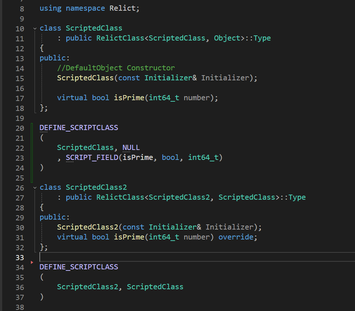пример оглашения игровых классов и их скриптовых сущностей