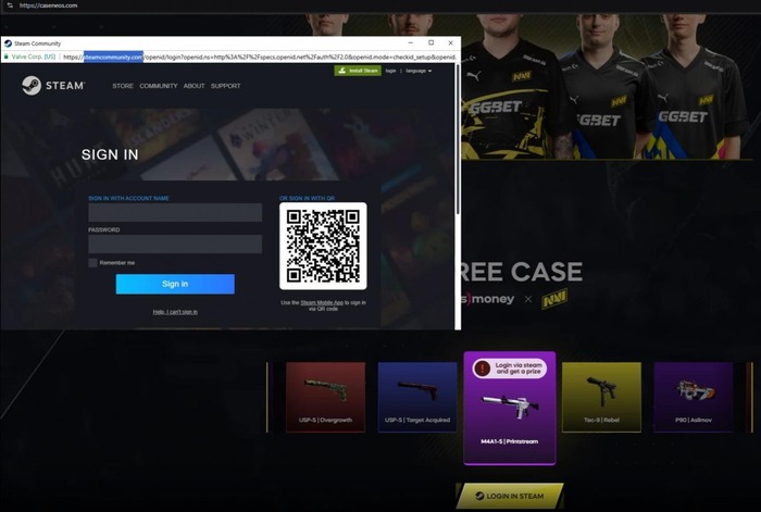 Фишинговая страница с окном browser-in-the-browser