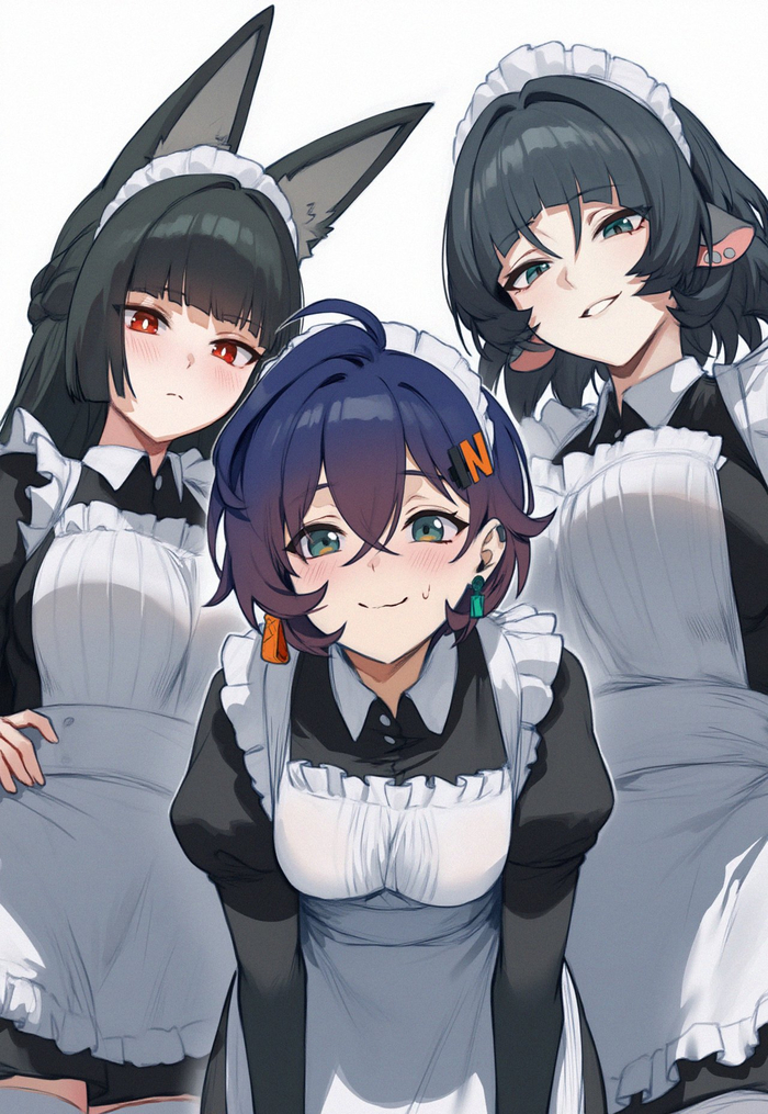 "Welcome home, Master!" Zenless Zone Zero, Hoshimi Miyabi (zzz), Belle (zzz), Jane Doe (zzz), , , , Anime Art, ,  , , Setsumanga