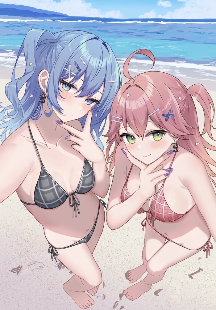 Hoshimachi Suisei  Sakura Miko , Anime Art, Hololive, Hoshimachi Suisei, Sakura Miko, , , , ,  , 