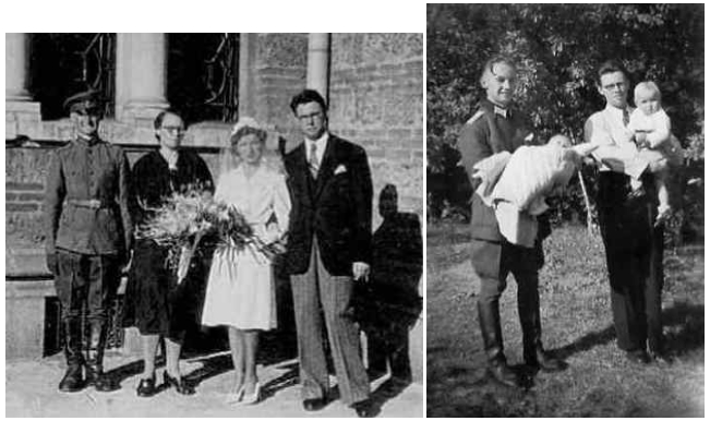 Свадьба и крестины ребенка в семье русского эмигранта. Приятель-болгарин, на свадебной фотографии в форме солдата или юнкера (погоны видны нечетко), к крестинам успел выйти в офицеры. Начало 1940-х гг.