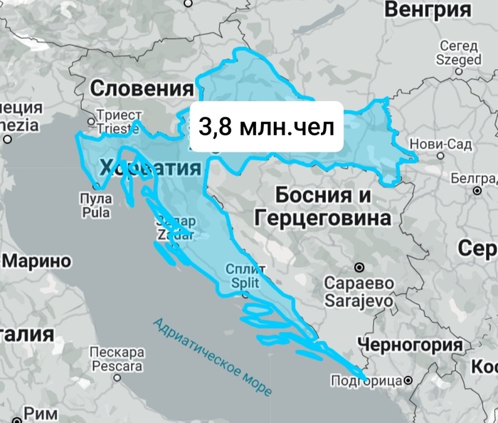 Хорватия на карте