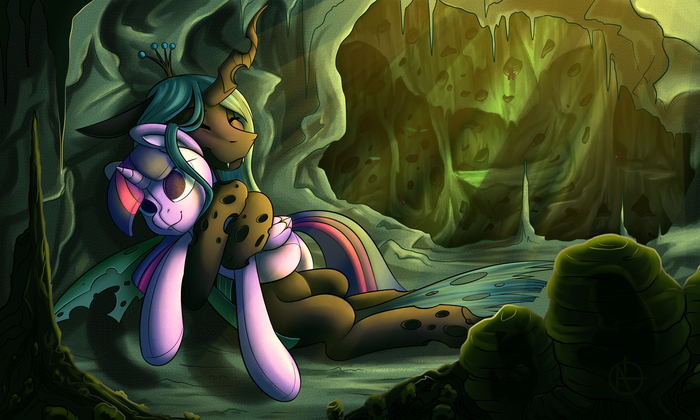   My Little Pony, Ponyart, Twilight Sparkle, Queen Chrysalis, Klarapl
