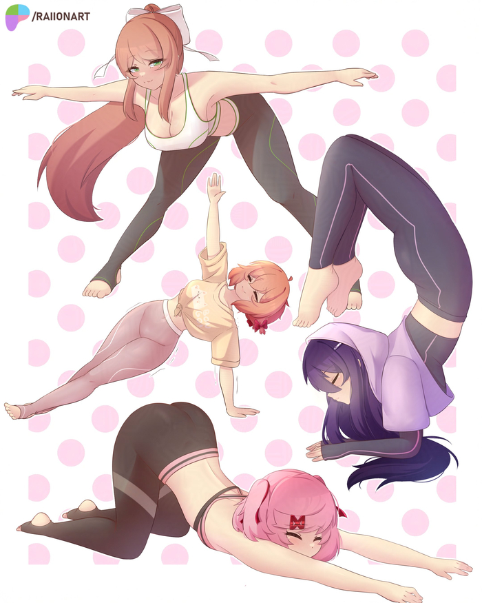   Anime Art, , , Doki Doki Literature Club, Sayori, Natsuki, Yuri DDLC, Monika (Doki Doki),  