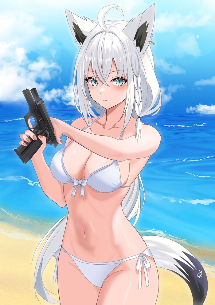 ...   ? Anime Art, , Virtual YouTuber, Hololive, Shirakami Fubuki, Animal Ears, , , , 