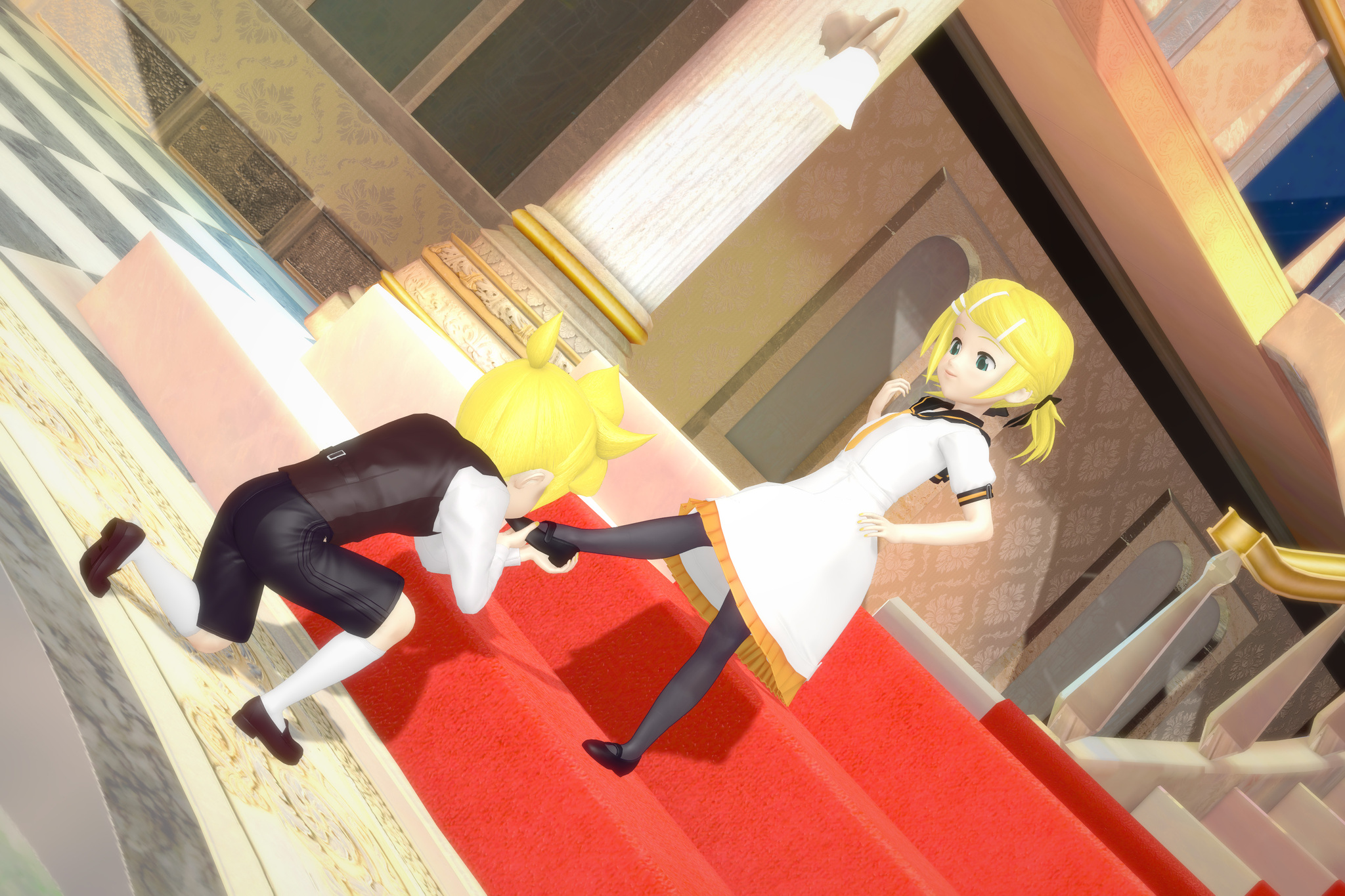 Always your knight - My, Render, Koikatsu, Anime, Anime art, Vocaloid, Vocaloid Art, Kagamine rin, Kagamine len, Kagamine Rin & Len