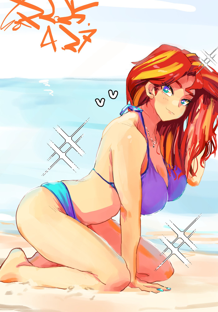    My Little Pony, Ponyart, MLP Edge, Sunset Shimmer, Sozglitch, 