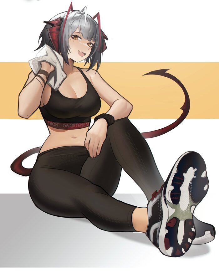 W workout , Anime Art, , Arknights, W (Arknights), Gym uniform