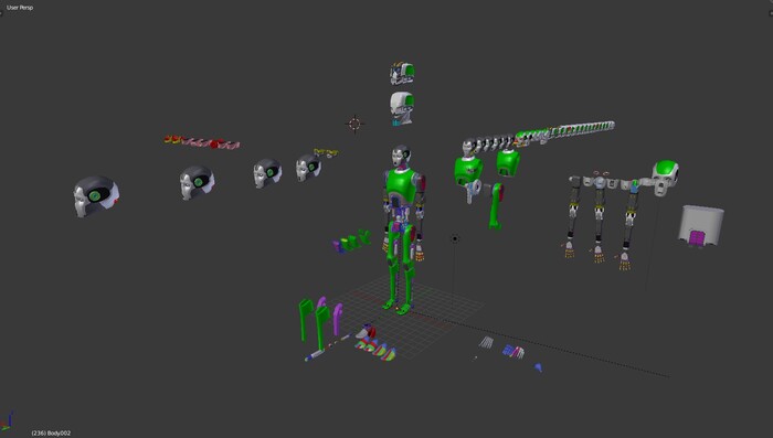 Собрал разные части робота в одном файле