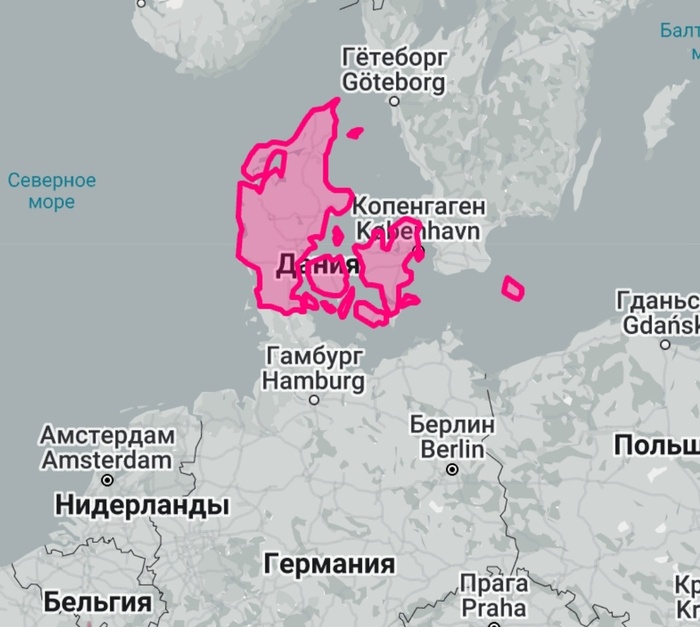 Дания на карте