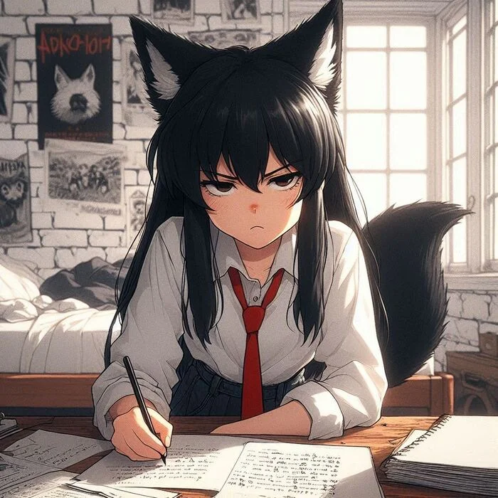 Rox Fox и муки творчества Арты нейросетей, Аниме, Anime Art, Нейронные сети, Арт, Девушки, Кицунэ, Animal Ears, Хвост, Рок, Metal, Гитара, Ginger & White, Длиннопост