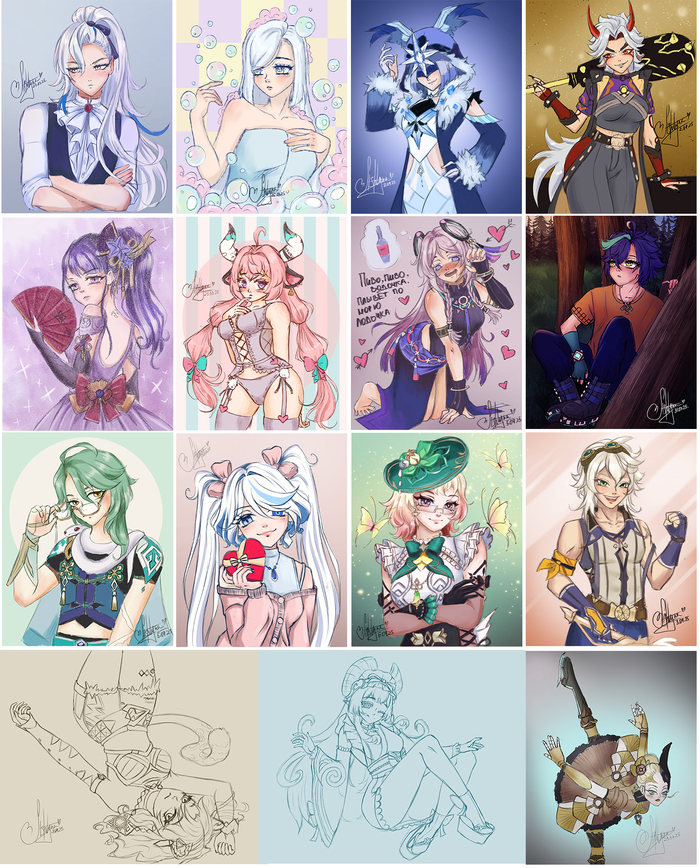    - 15  Digital, , Genshin Impact, ,  , Xilonen (Genshin Impact), Citlali (Genshin Impact), Arataki Itto, Furina (Genshin Impact), Yumemizuki Mizuki (Genshin Impact), Varesa (Genshin Impact), Shenhe (Genshin Impact)