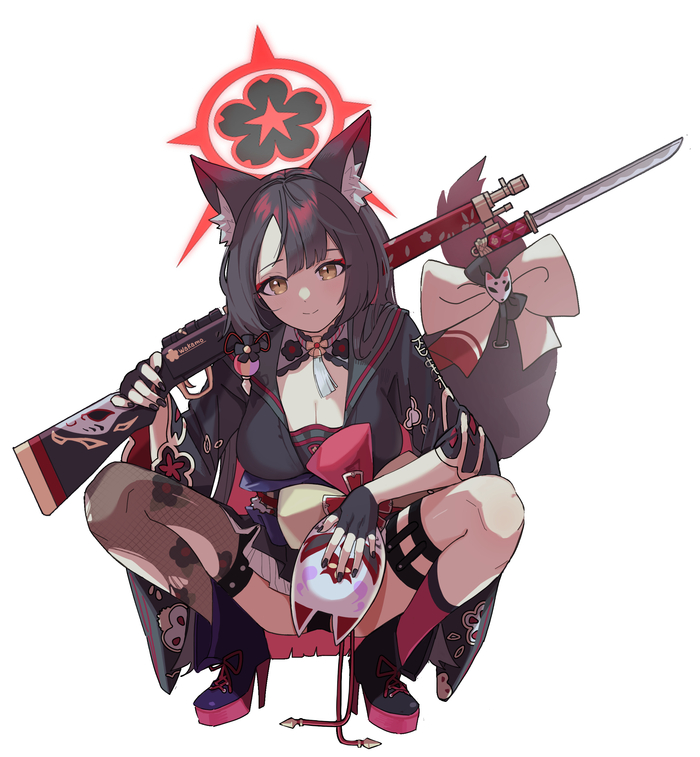  .   ?   ,  ,   Anime Art, , Blue Archive, Kosaka Wakamo, Animal Ears, , 