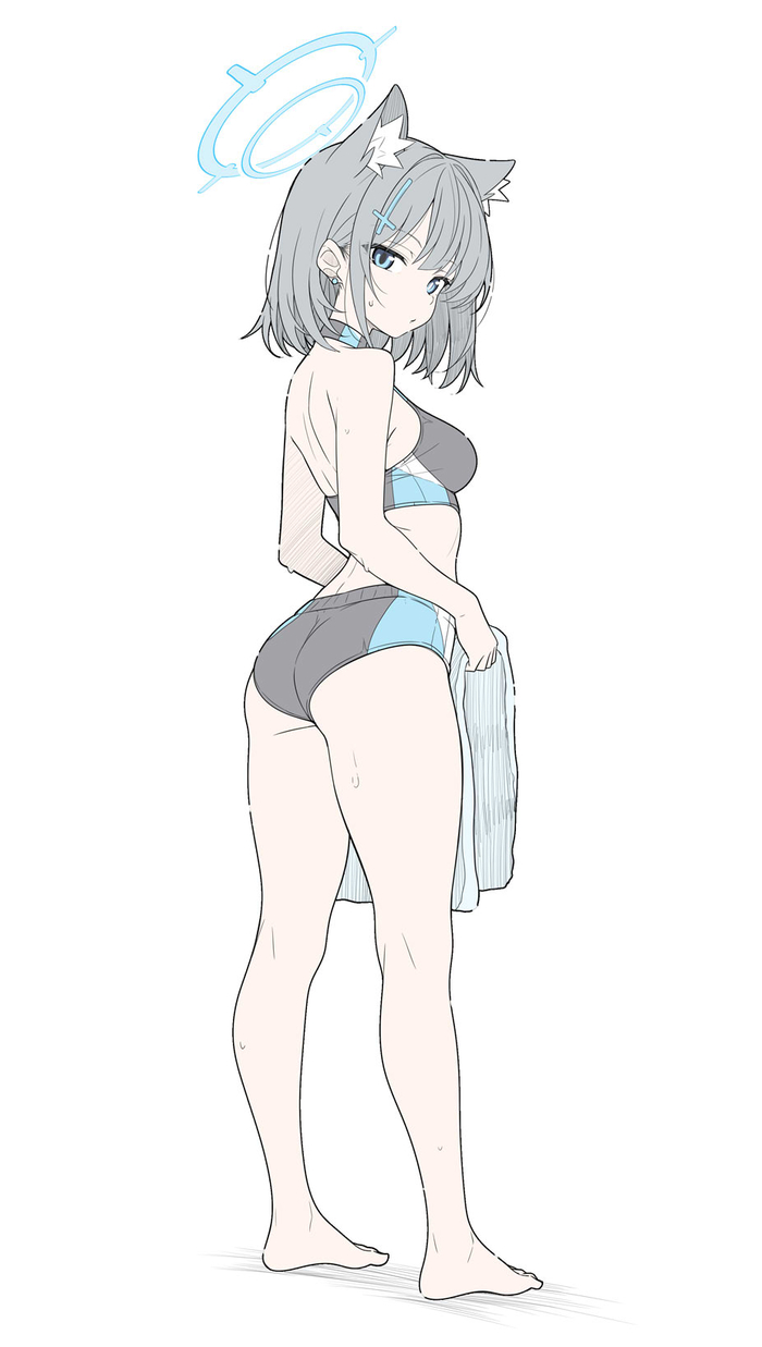  Blue Archive, Sunaookami Shiroko, , , , , Anime Art, T1kosewad, Animal Ears