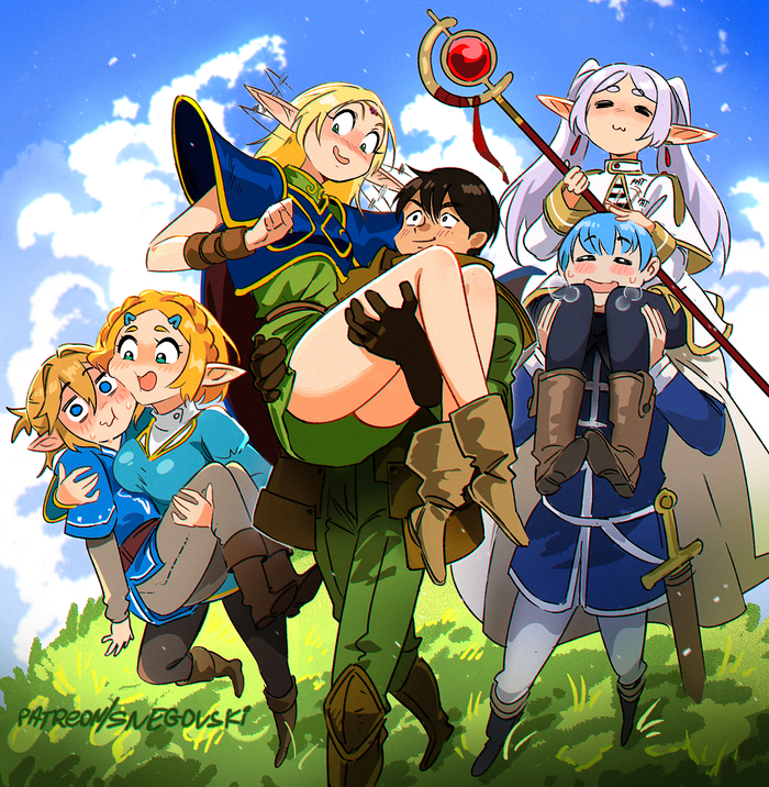    , Anime Art, Frieren, Himmel, Princess Zelda, Sousou no Frieren, Record of lodoss War, The Legend of Zelda, Link, , Snegovski