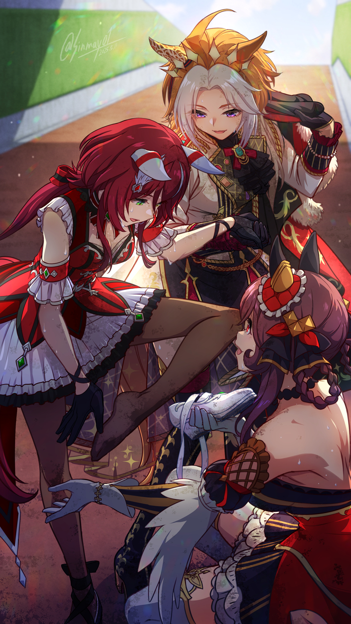 Win Variation, Orfevre & Gentildonna , Anime Art, Uma Musume Pretty Derby, Win Variation, Orfevre, Gentildonna (Umamusume), Animal Ears
