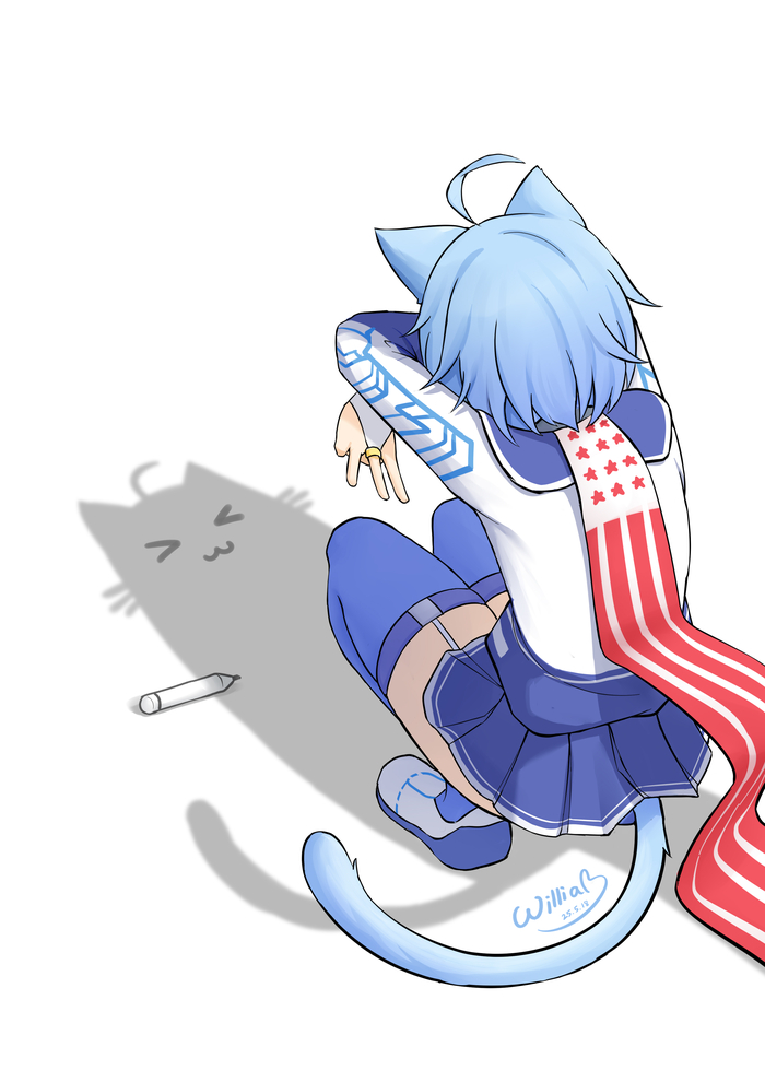 Atlanta #001 , Anime Art, Warship Girls R, Atlanta, , Animal Ears, , Cat Shadow, 