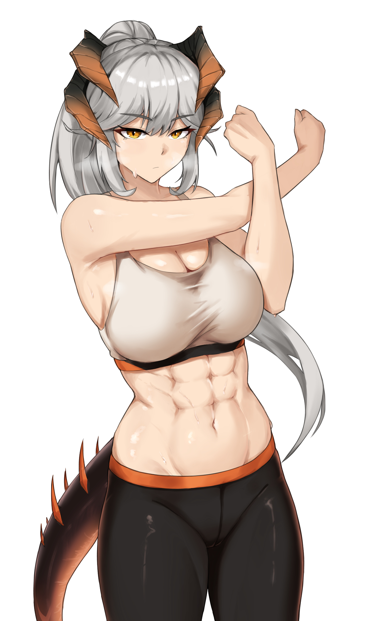 Saria - Серия Крепкие девушки, Arknights, Saria, Арт, Девушки, Игры, Аниме, Anime Art, Крепкая девушка, Muscleart, Девушка с рогами