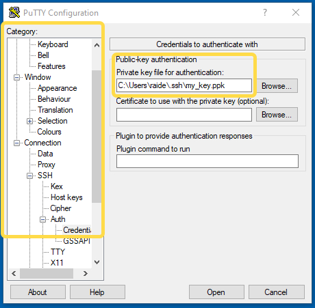 Private key file for authentication