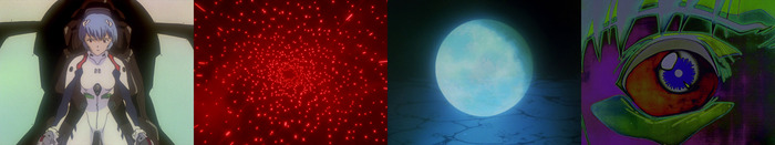 Рей в Еве-01. Образы в голове Рей (лишь часть из них)