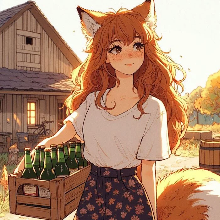 День рыжих! Аниме, Арты нейросетей, Anime Art, Нейронные сети, Арт, Девушки, Original Character, Кицунэ, Animal Ears, Хвост, Рыжие, Веснушки, Ginger & White, Длиннопост