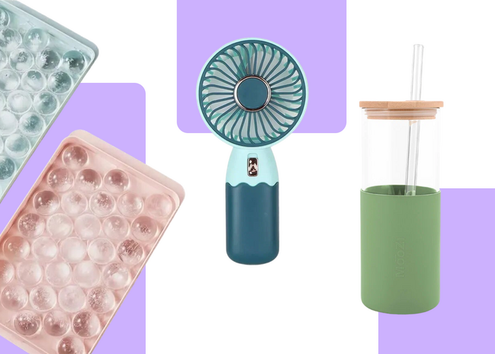 Формы для льда, ручной вентилятор, стакан с трубочкой