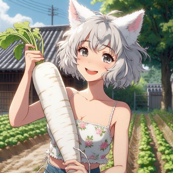 Дайкон! Арты нейросетей, Аниме, Anime Art, Арт, Нейронные сети, Девушки, Кицунэ, Animal Ears, Original Character, Хвост, Дайкон, Огород, Ginger & White, Длиннопост