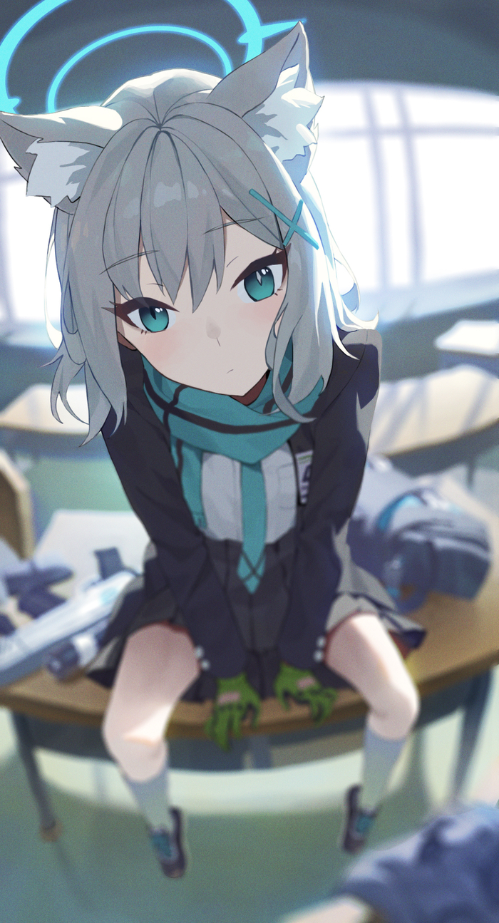  Blue Archive, Sunaookami Shiroko, , , , , Anime Art, Animal Ears